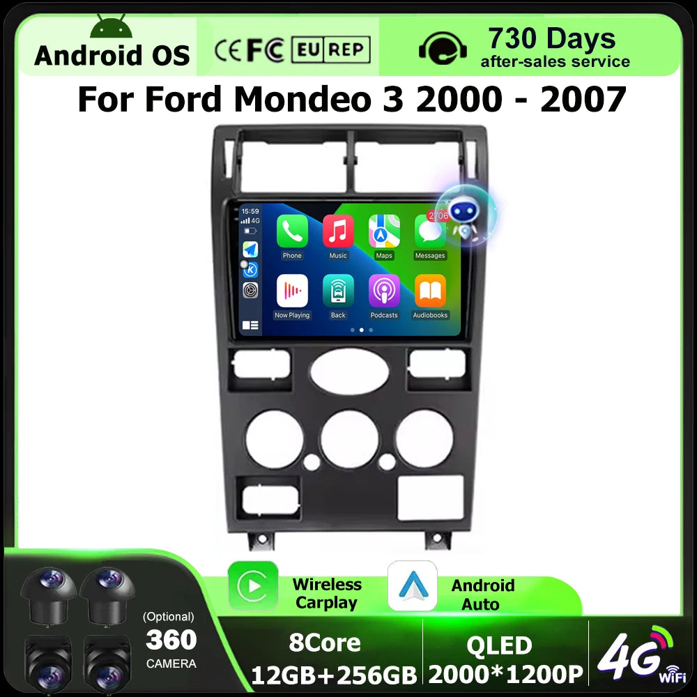 Android 16 Auto For Ford Mondeo 3 2000-2007 Car Radio Multimedia Video Player GPS Navigati