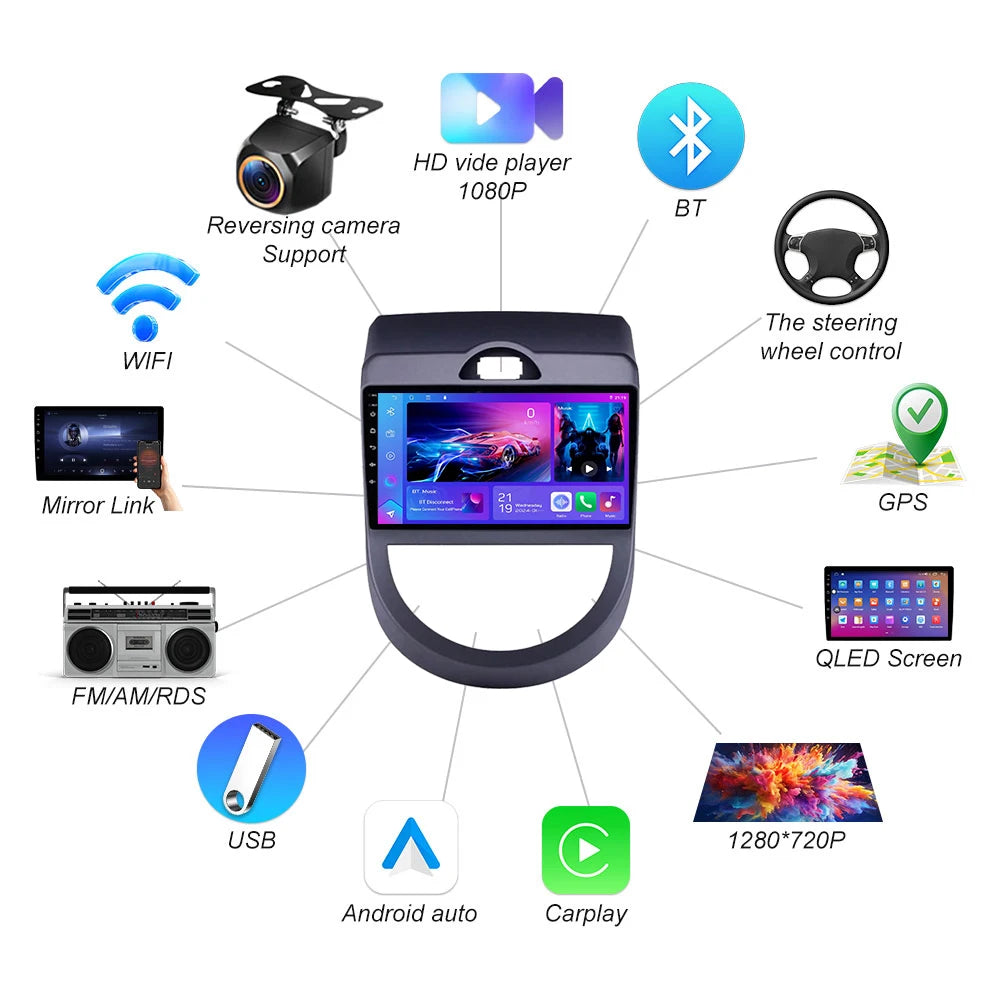 Android 16 For Kia Soul 1 Am 2008 2009 2010 2011 Carplay Auto Car Radio Multimedia Player  | AUTOKITSHOP