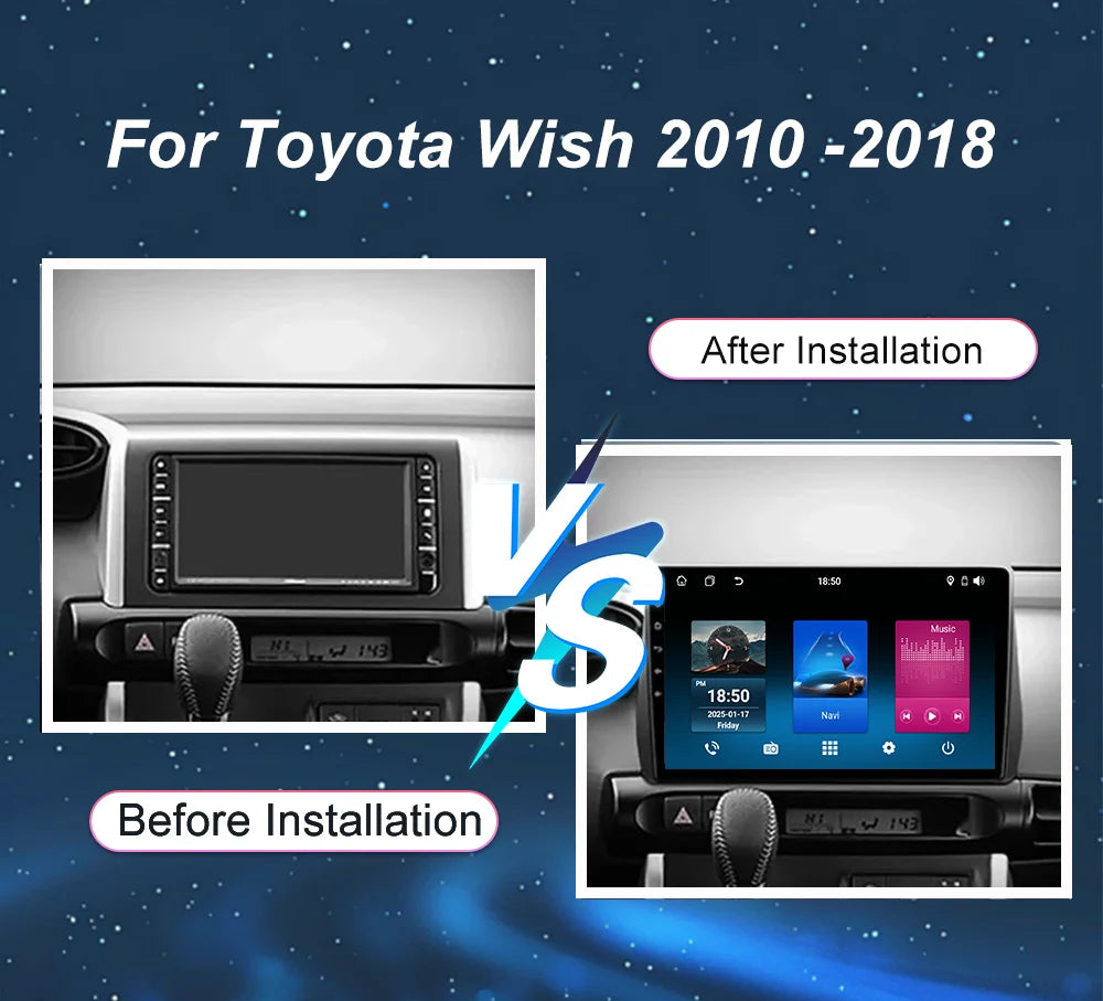 Car Android 15 Carplay For Toyota Wish 2010 -2018 Car Radio Video Multimedia Player GPS Na
