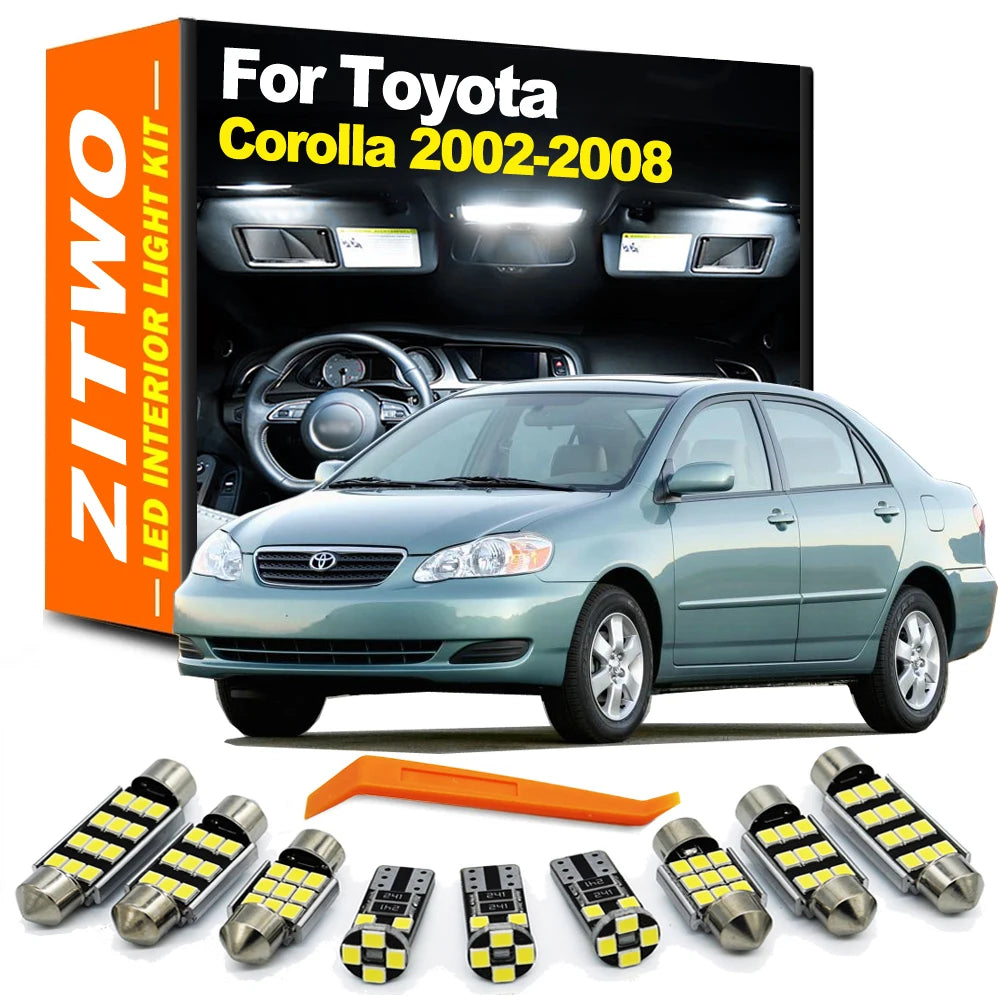 ZITWO 10Pcs Canbus LED Interior Light License Plate Lamp Kit For Toyota Corolla 2002 2003 2004 2005 2006 2007 2008 Car LED Bulbs
