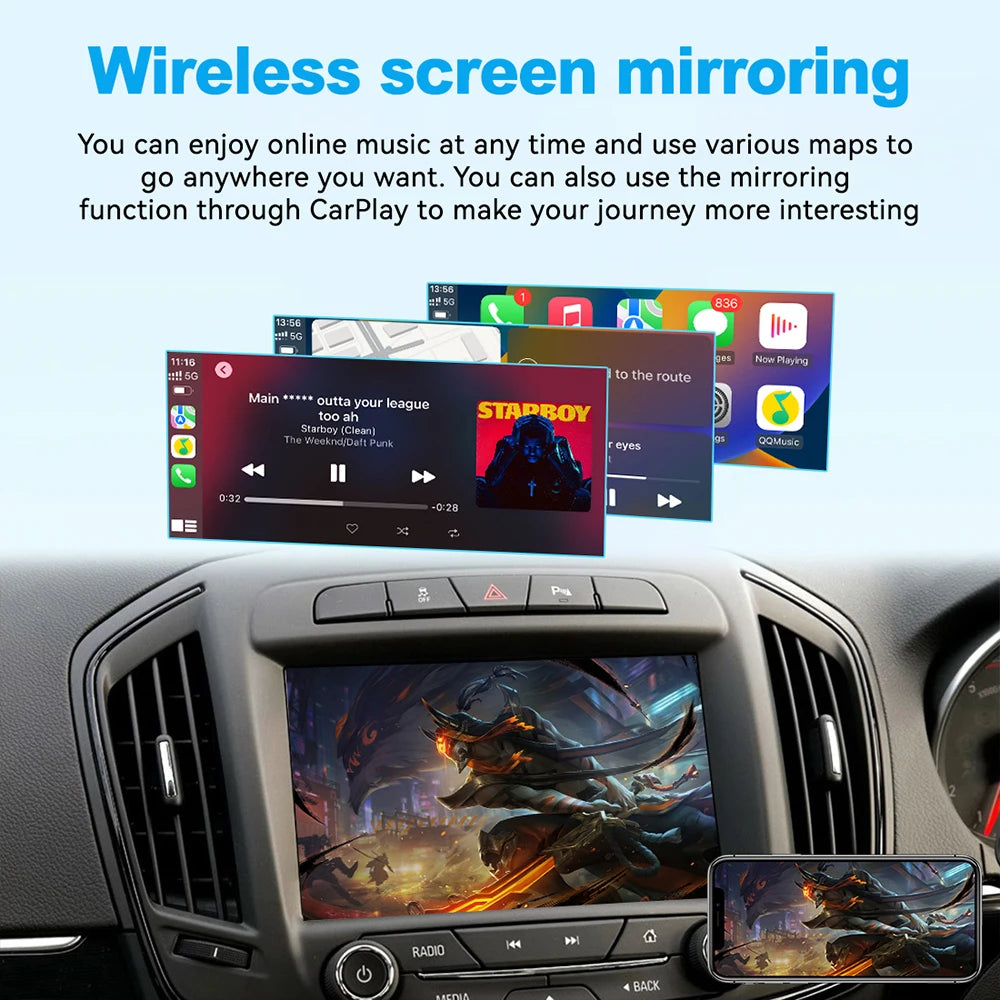 Wireless CarPlay Android Auto Retrofit Interface for Opel Insignia 2014-2017 - Mirror-Link USB Flash Video OEM Rear Cam
