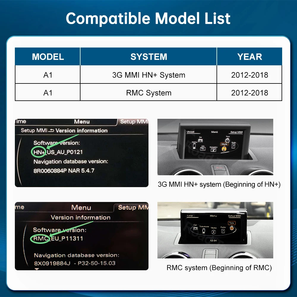 RoadTop 12.3'' Linux Touch Screen Car Multimedia Display For Audi A1 2012-2018 Wireless Ca | AUTOKITSHOP