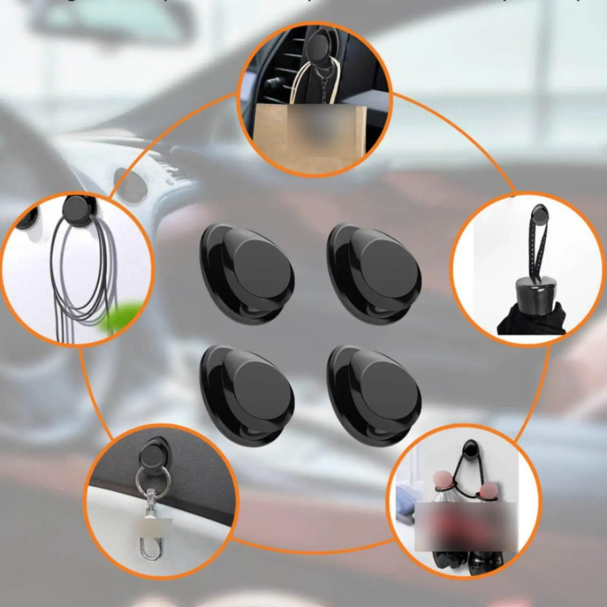 Self Adhesive Mini Car Hook Organizer Plastic Wall Hook Hanger Removable Holder for Home Office  - Automotive LED Light