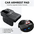 Wear-Resistant Car Armrest Box Booster Pad Dustproof Center Console Cover with Cup Tissue Pocket - Automotive LED Light