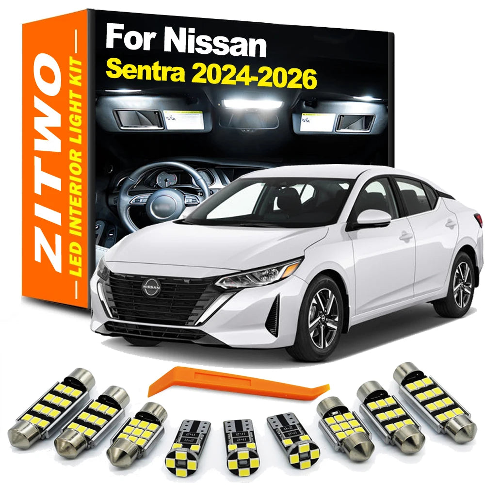 ZITWO 9Pcs For New Nissan Sentra 2024 2025 2026 Canbus No Error LED Bulb Interior Reading Trunk Light License Plate Lamp Kit