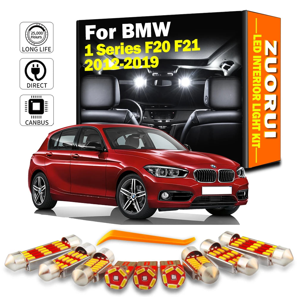 7-Piece LED Interior Light Kit for BMW 1 Series F20 F21 116 118 120 125 135 2012-2019 - Canbus Dome Map Door Trunk Bu...