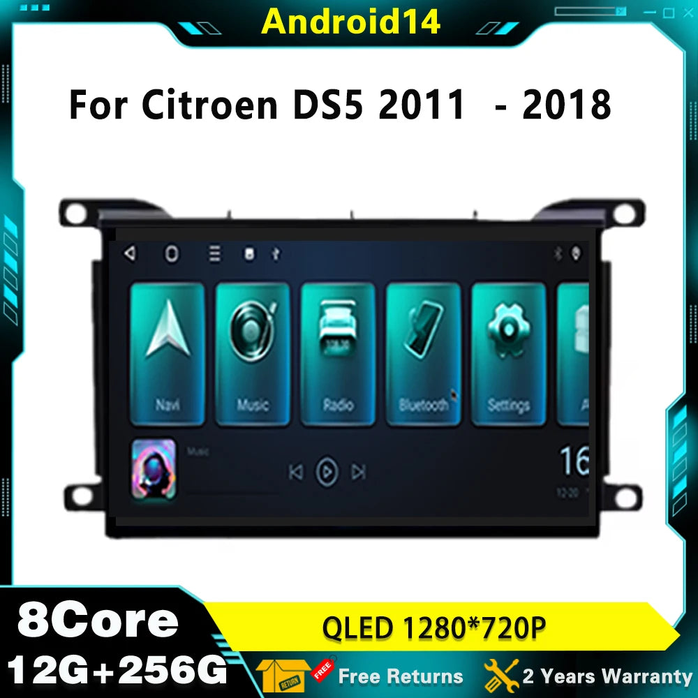 For Citroen DS5 2011 2012 2013 2014 2015 - 2018 Android 14 Radio Stereo Head Unit Multimed