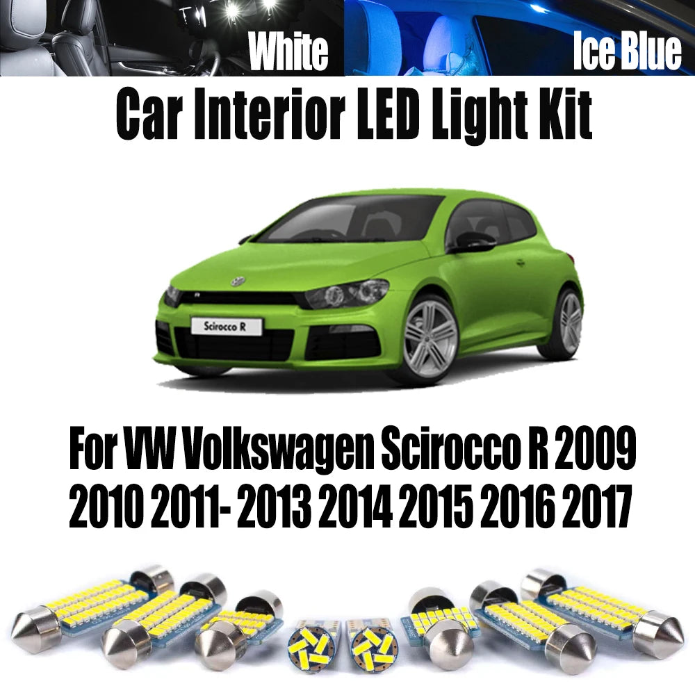 11-Piece LED Interior Light Kit for VW Volkswagen Scirocco R 2011- 2014 - Canbus Dome Map Door Trunk Bulbs | AUTOKITSHOP
