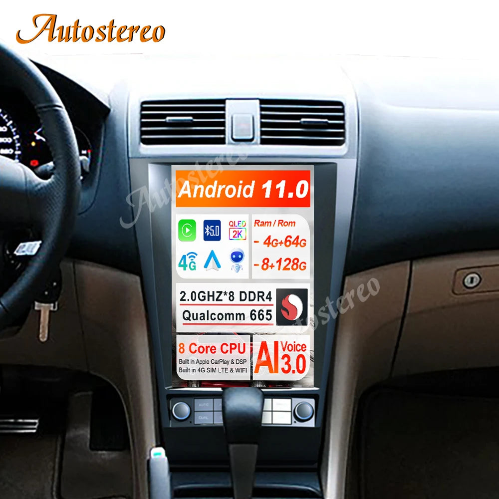 Android 11 8+256GB Car Audio GPS Navigation For Honda Accord 7 2003-2007 Tesla Style Car H