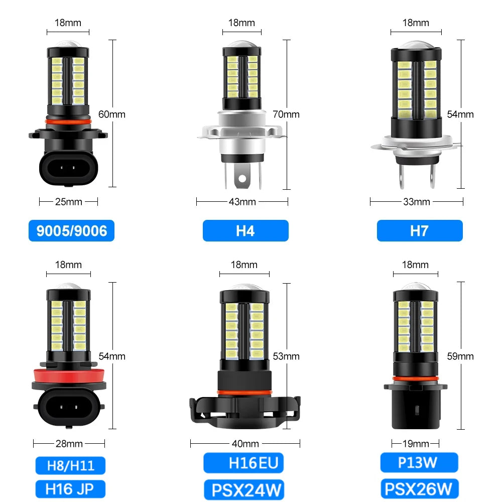 H11 H8 Led Bulbs 9006 HB4 9005 Hb3 PSX24W H16 Super Bright 5730 LED Auto Fog Light Bulb 60