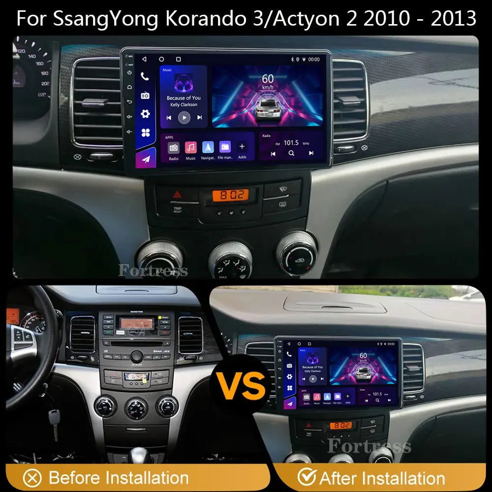 Android 16 Carplay Car Radio Multimedia For SsangYong Korando 3 Actyon 2 2010 - 2013 Head