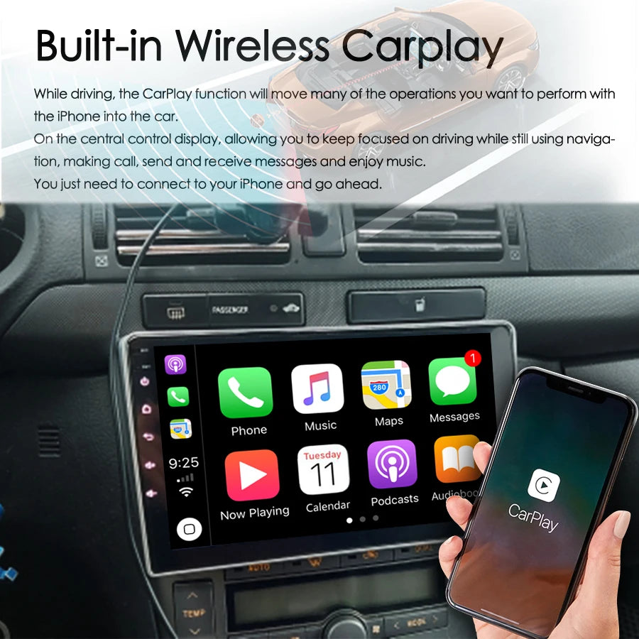 Android 14 Car Video Player Radio Big Screen AI Voice Upgrade For Toyota Avensis T25 2002-