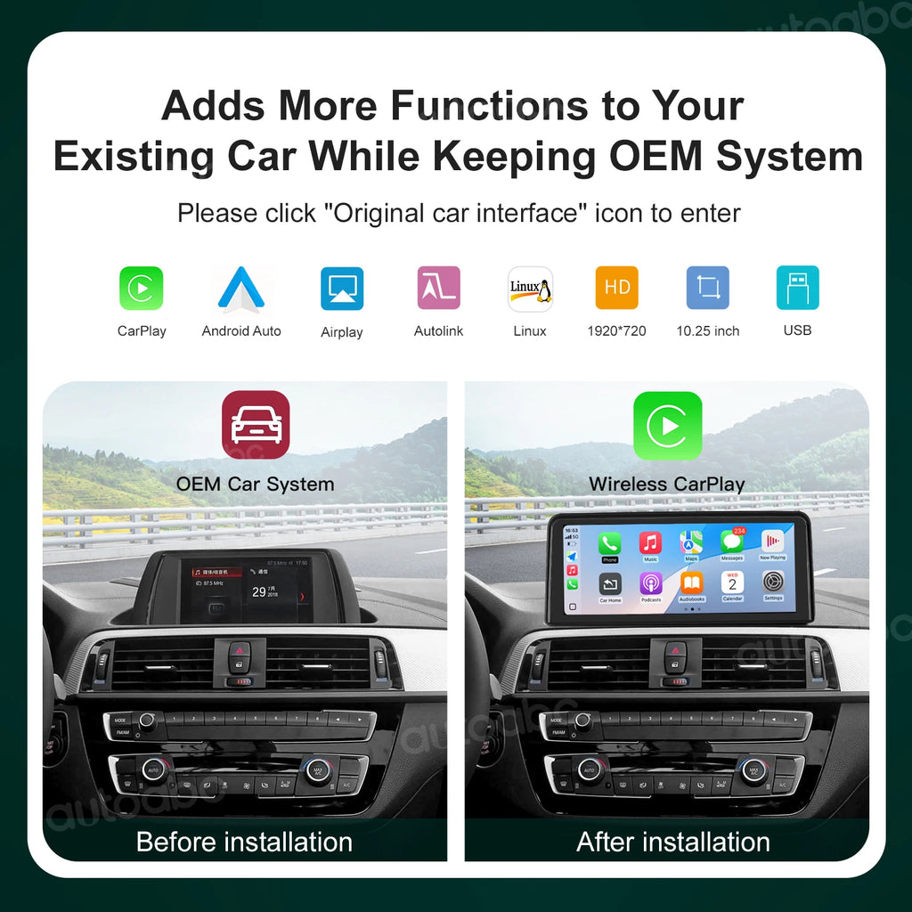 10.25 Wireless CarPlay Android Auto For BMW 1 2 3 4 5 7 Series X1 X2 X3 X4 X5 X6 EVO Syste | AUTOKITSHOP