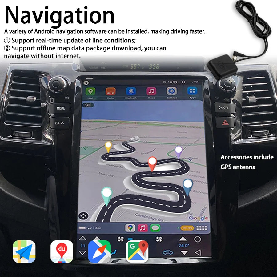Vertical Screen Android 14 Car Radio For Toyota Fortuner Hilux 2007- 2015 Gps Navigator Ca