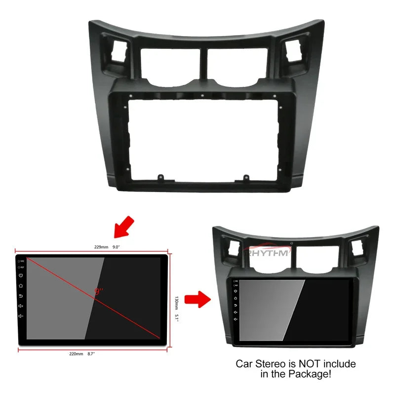 9 Inch Car Fascia For TOYOTA YARIS 2005-2011 Double Din Car Radio Dvd Fascias Frame Audio  | AUTOKITSHOP