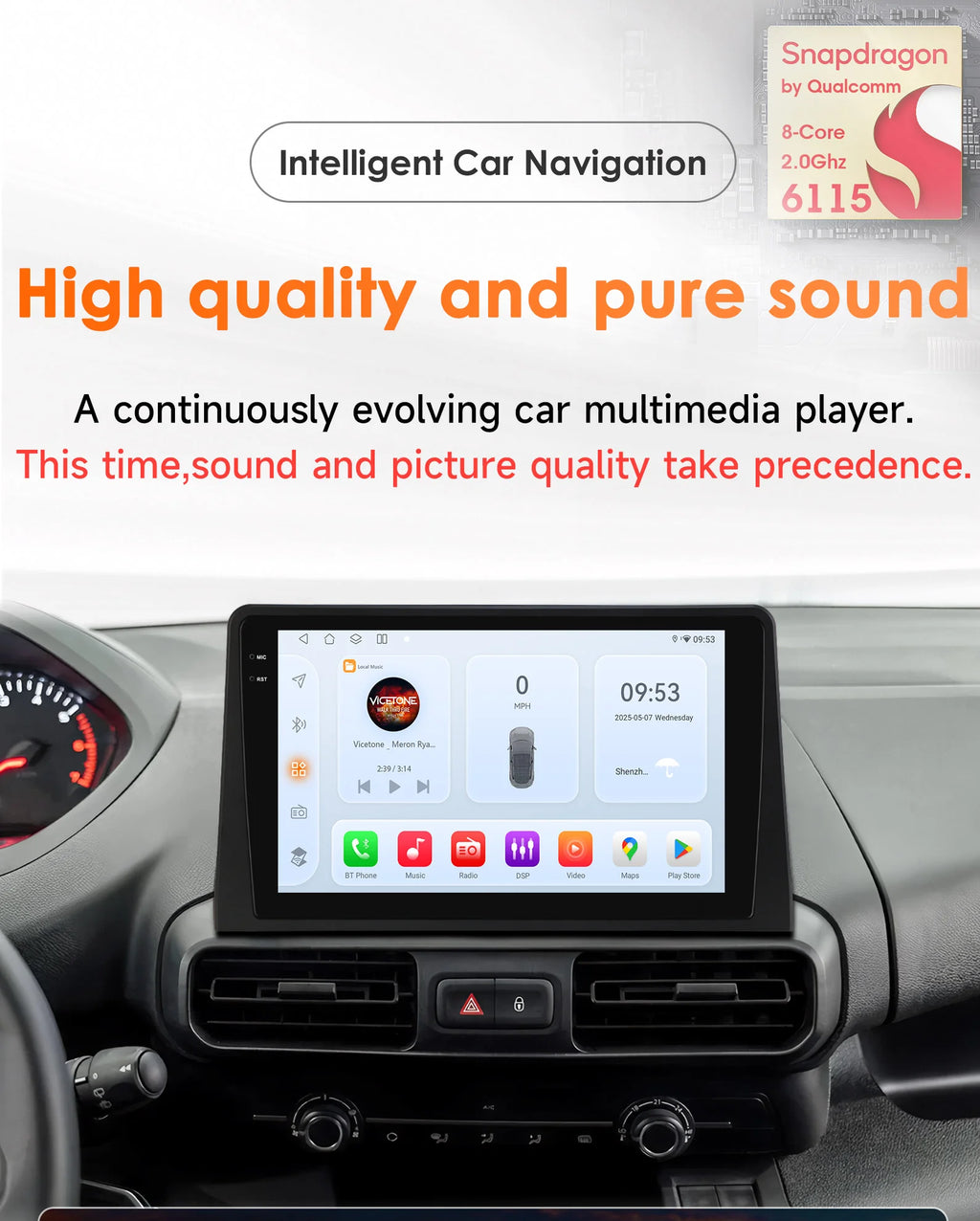 by Snapdragon Carplay Android14 Autoradio For Citroen Berlingo Peugeot Partner Rifter Opel