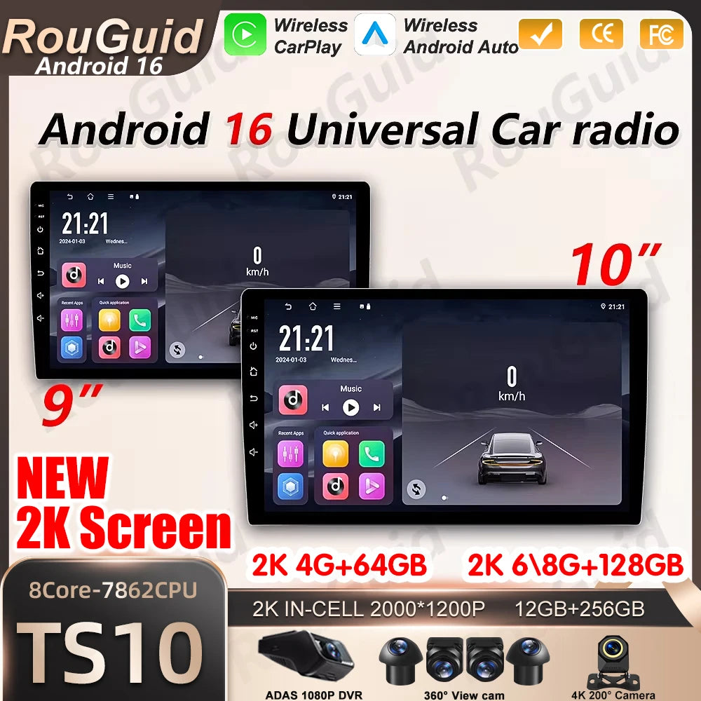 Android 16 Universal 9/10 inch Car Stereo CarPlay Car Radio Android Auto GPS Multimedia Pl | AUTOKITSHOP