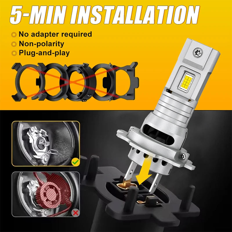 5000W 5000000LM High Power H7 LED Bulb Turbo Headlight 6000K 12V 24V CSP Powerful Best H7