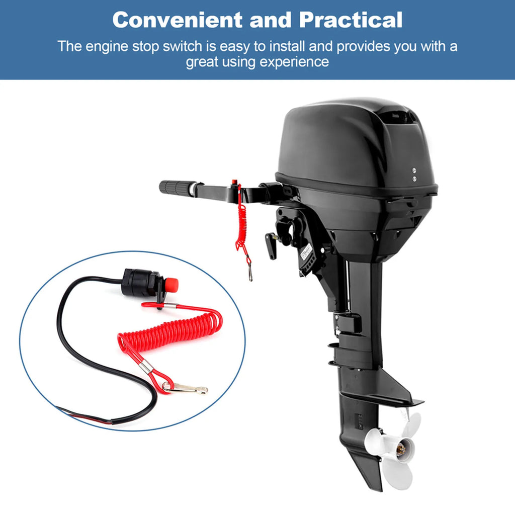 1Pc Boat Outboard Switch Engine Motor Lanyard Kill Urgent Stop Button Safety Connector Cord Comp - Automotive LED Light