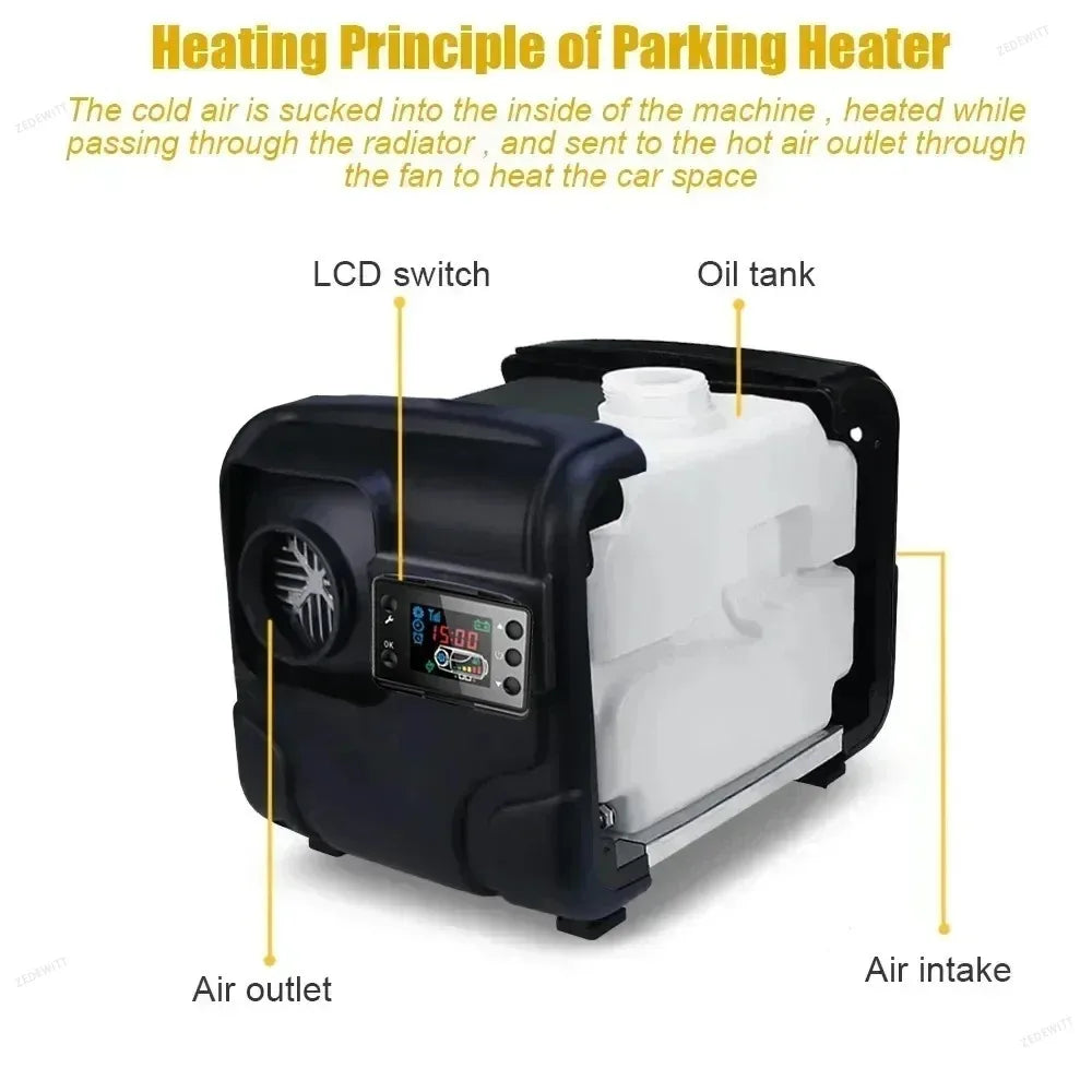Aluminum Housing 5KW Diesel Parking Heater 12V24V220V Multi Voltage Defrosting LCD Display Wirel - Automotive LED Light