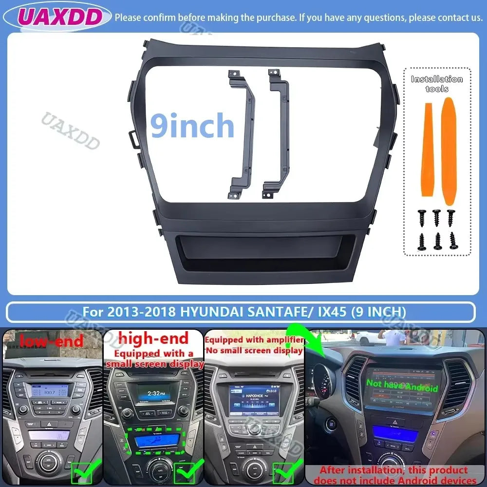 For 2013-2018 Hyundai SANTAFE IX45 9inch 2 Din Car stereo radio Android frame panel fascia