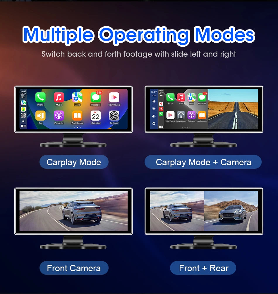 11.26 inch Car DVR 4K Dash Cam Dual Lens Wireless Carplay & Android Auto Video Recorder Monitor GPS Navigation 5G Wifi FM AUX