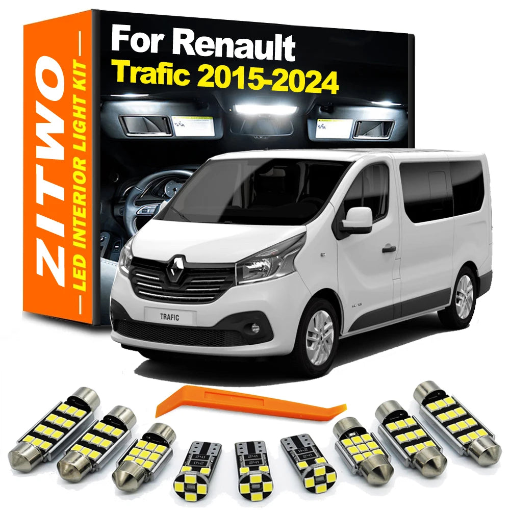 ZITWO 11Pcs Canbus LED Interior Light Bulb Kit For Renault Trafic 2015 2016 2017 2018 2019 2020 2021 2022 2023 2024 Accessories