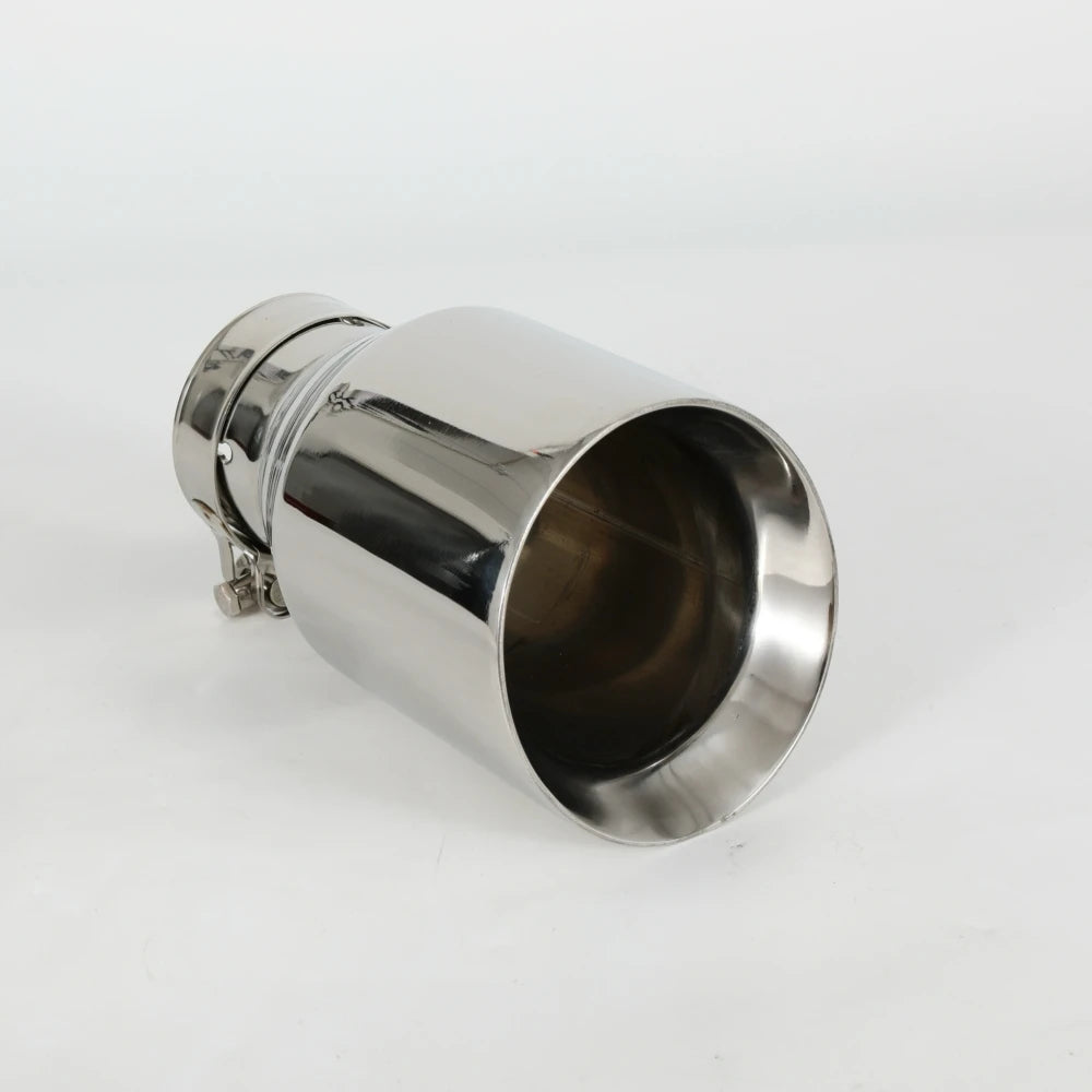 1 Piece Car Stainless Steel Silver Muffler Tip Universal Exhaust Pipe Mufflers bilayer Nozzle bi - Automotive LED Light