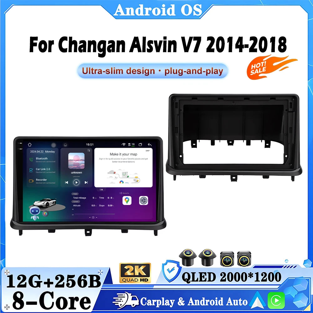 Android 16 For Changan Alsvin V7 2014-2018 Car Auto Radio Speler GPS Navigation Carplay Bl