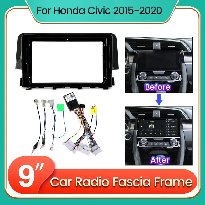 9 Inch Car Dash Fascia Frame Adapter for Honda Civic 2015 2016 - 2020 Android Radio Fittin | AUTOKITSHOP