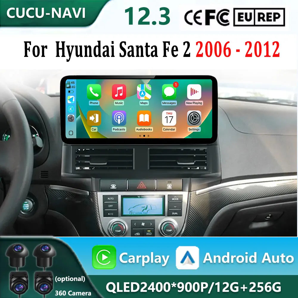 for Hyundai Santa Fe 2 2006 - 2012 Android 15 Car Video Multimedia Radio Player Carplay St | AUTOKITSHOP
