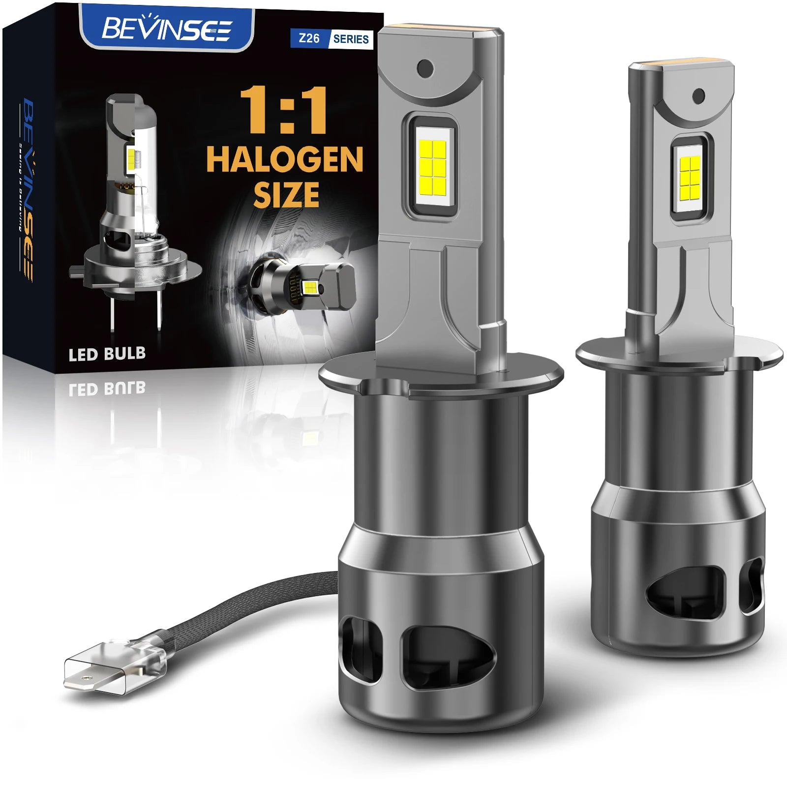 BEVINSEE H3 H1 LED Headlights CANBUS H7 Mini Size Wireless H11 9005 HB3 9006 HB4 LED Fog L