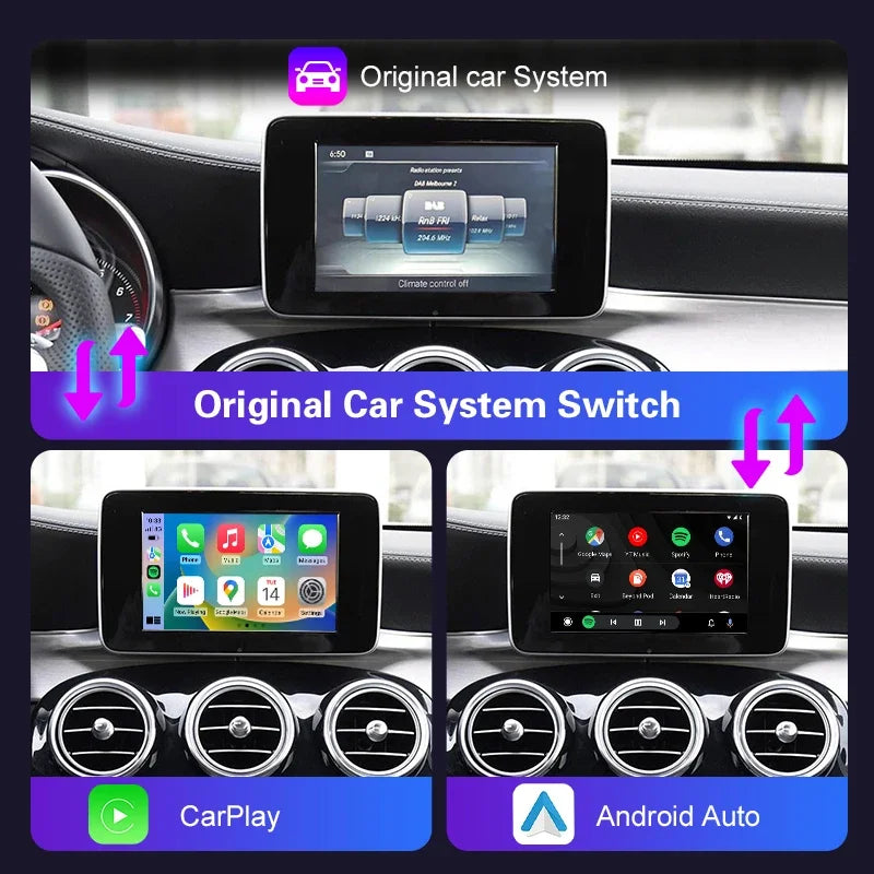 For Mercedes Benz A-Class W176 B-Class W246 GLA CLA 2015-2018 Wireless CarPlay Android Aut