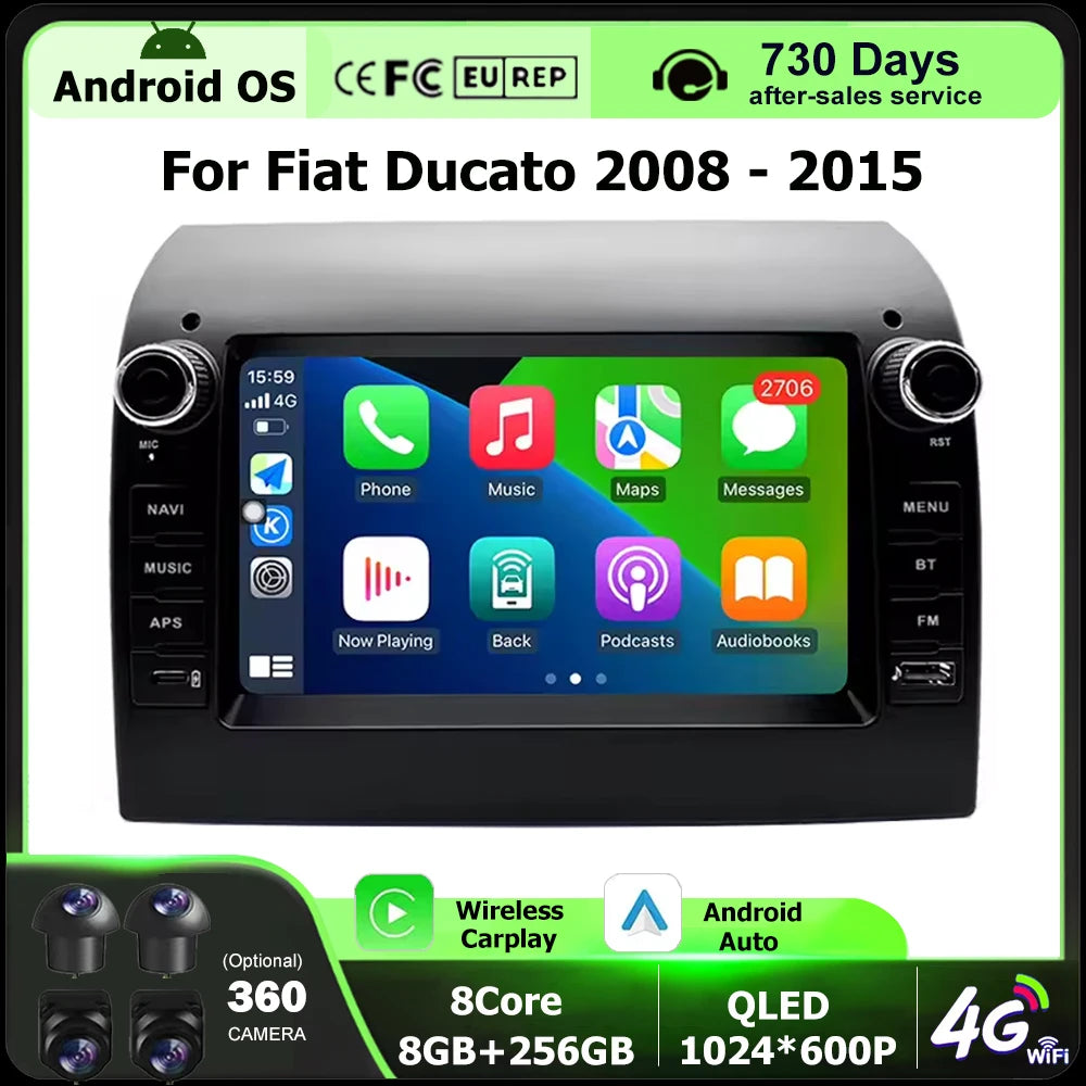 Android 16 Auto For Fiat Ducato 2008-2015 Car Radio Multimedia Player GPS Navigation Wirel