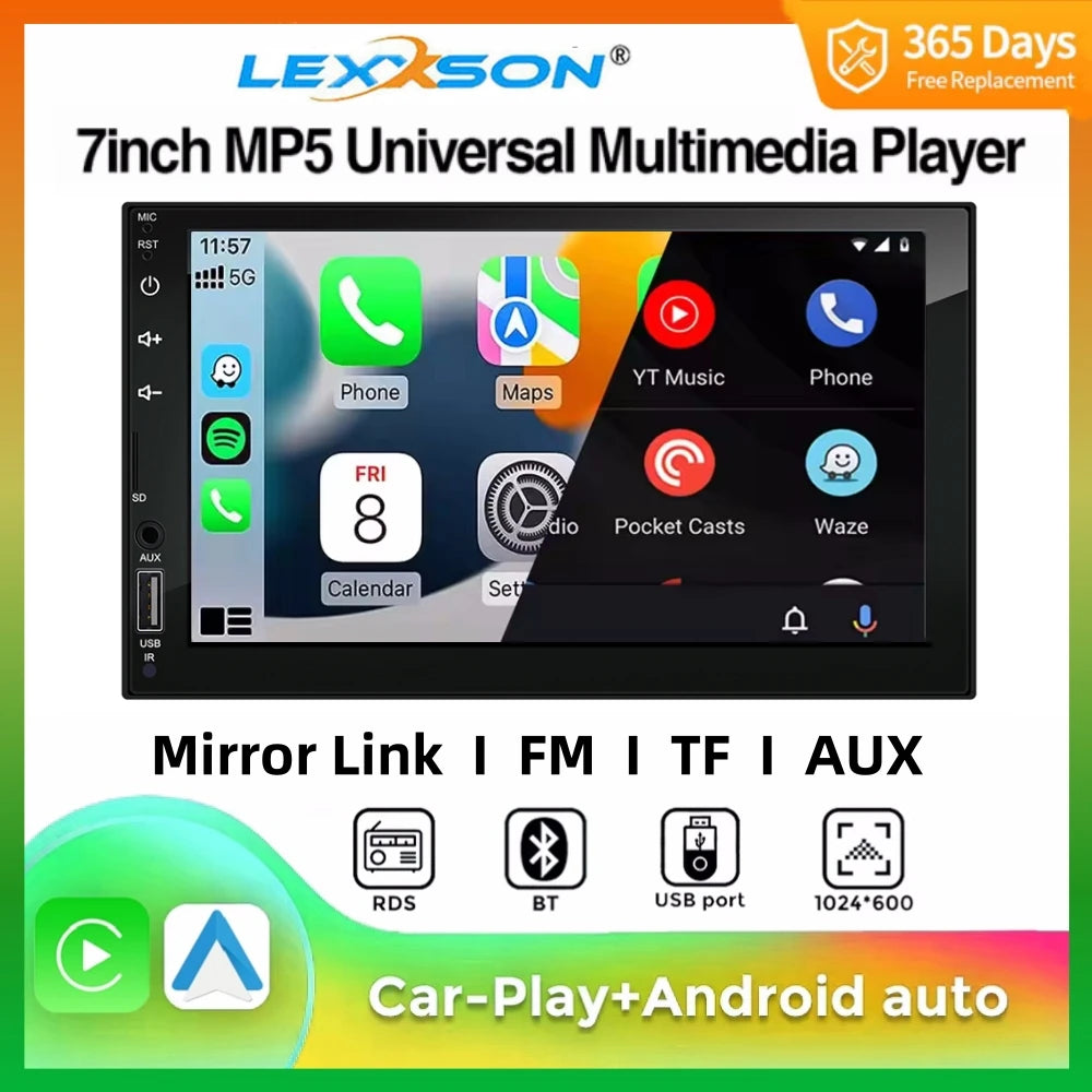 2DIN 7inch Car Multimedia MP5 Video Player Wired CarPlay Android Auto Mirrorlink Touch Scr | AUTOKITSHOP