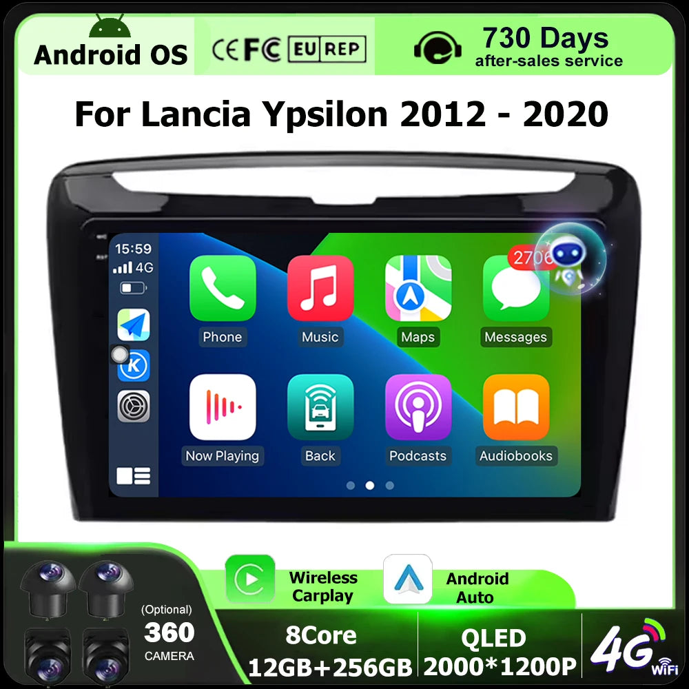 9 Inch Android 16 Auto For Lancia Ypsilon 2012 - 2020 Car Radio Multimedia Player GPS Navi