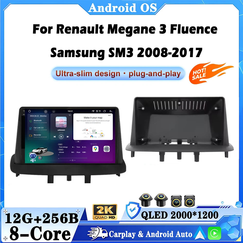 Car Radio Multimedia Player For Renault Megane 3 Fluence Samsung SM3 2008-2017 Wireless Ca