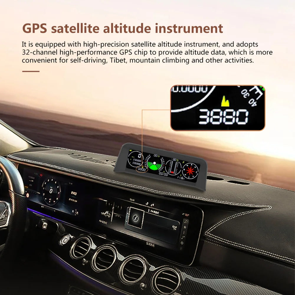 AD X90 GPS Head Up Display Speedometer Overspeed Alarm Slope Meter Inclinometer Car Compass HUD  - Automotive LED Light
