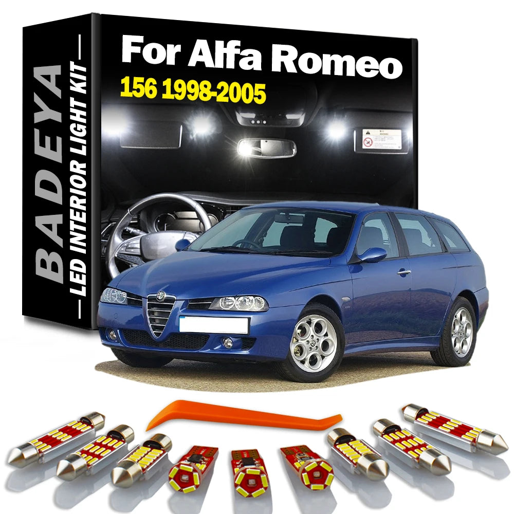 10-Piece LED Interior Light Kit for Alfa Romeo 1998-2000 - Canbus Error-Free Interior Bulbs