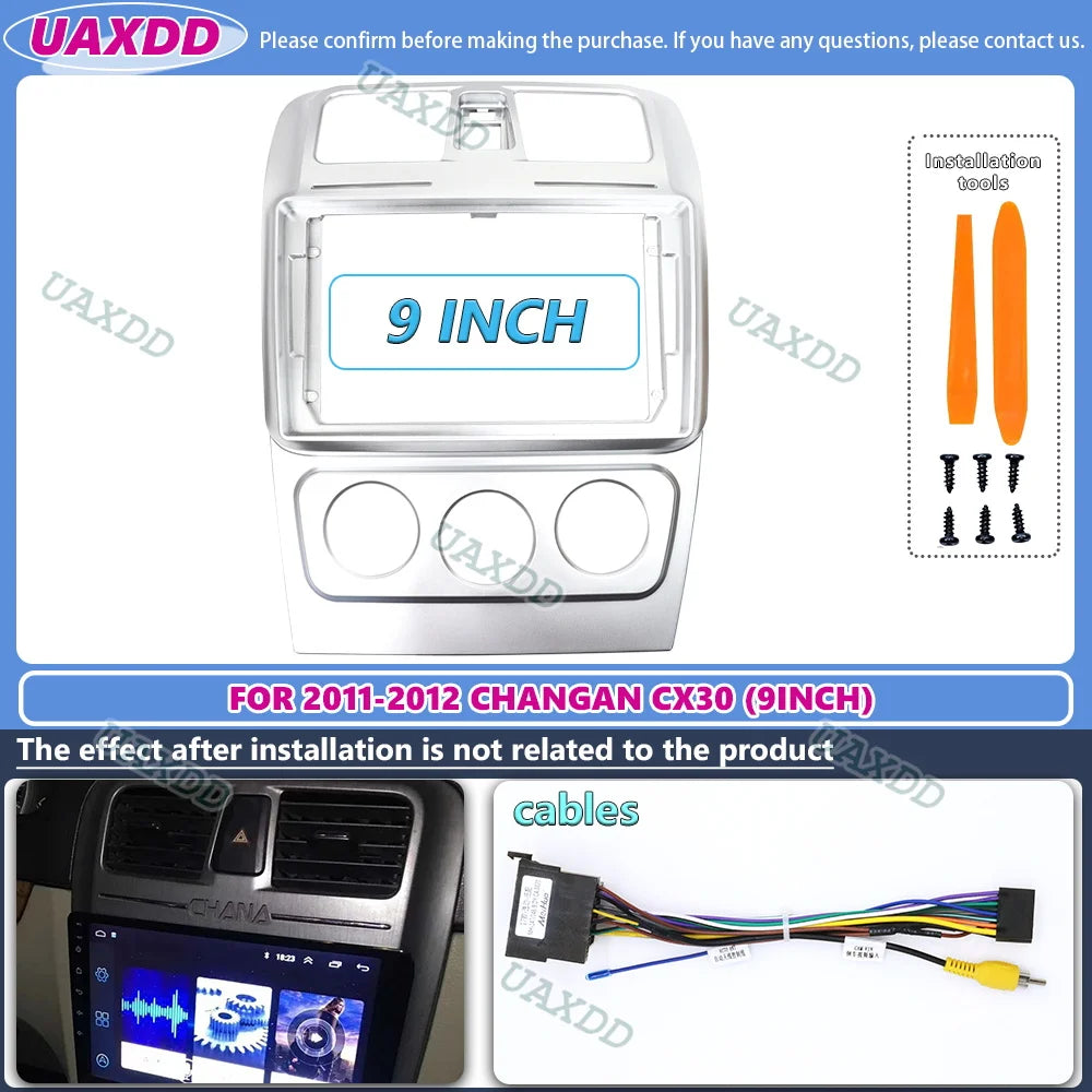 FOR 2011-2012 CHANGAN CX30 9INCH 2Din Car Android frame Kit panel fascia cable video harne