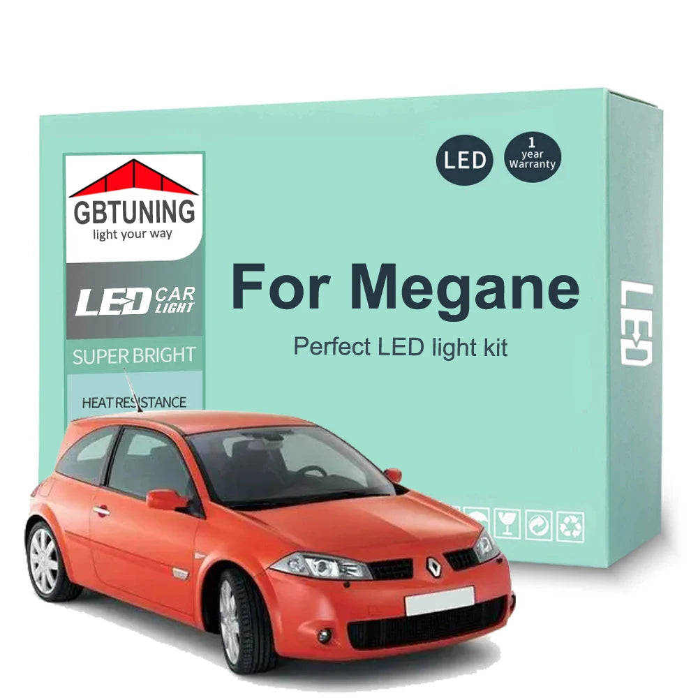 18-Piece LED Interior Light Kit for Renault Megane 2 II MK2 - Canbus Error-Free Bulbs | AUTOKITSHOP