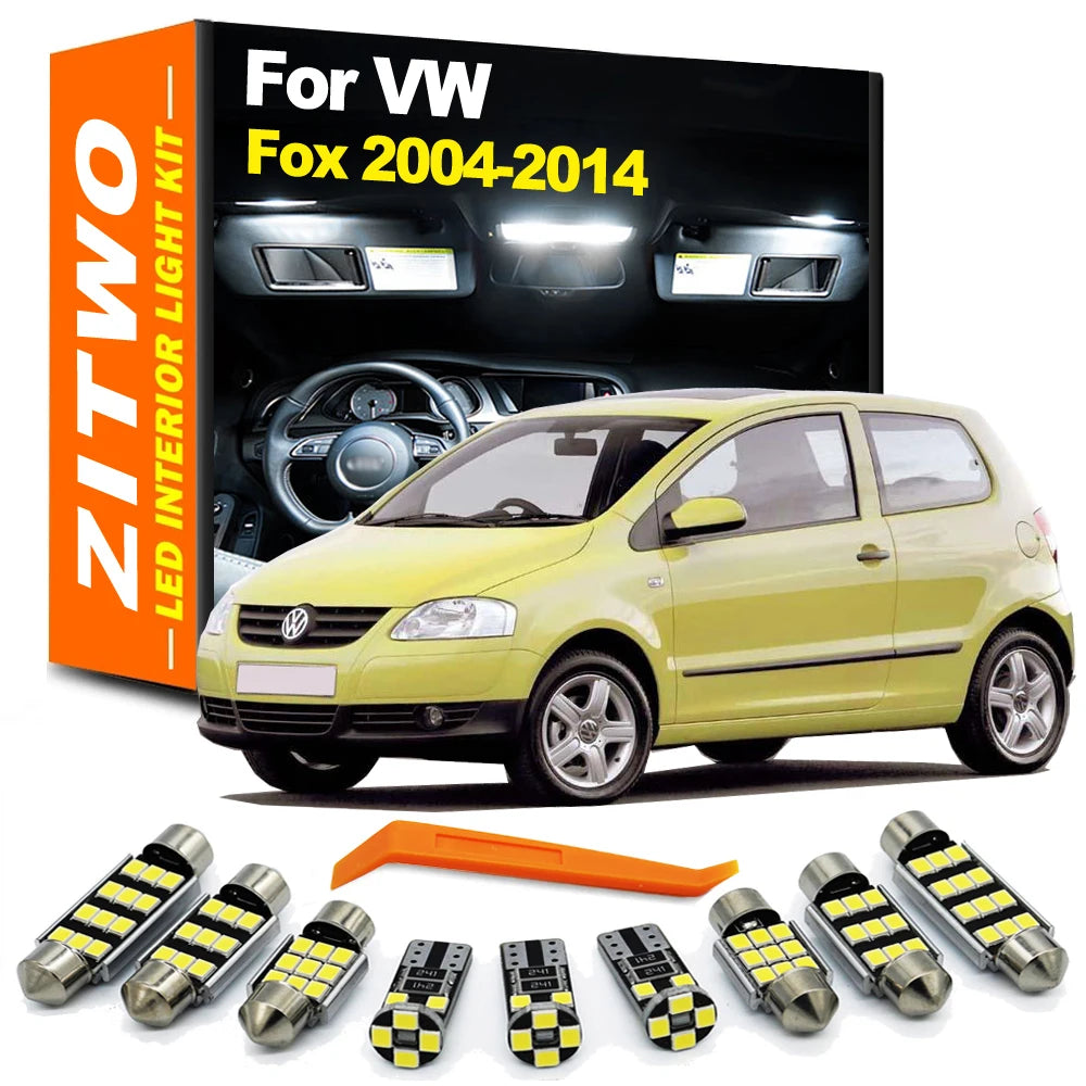 ZITWO 9Pcs For VW Volkswagen Fox MK1 5Z1 5Z3 2004 2005- 2010 2011 2012 2013 2014 LED Interior Dome Reading Trunk Light Bulb Kit