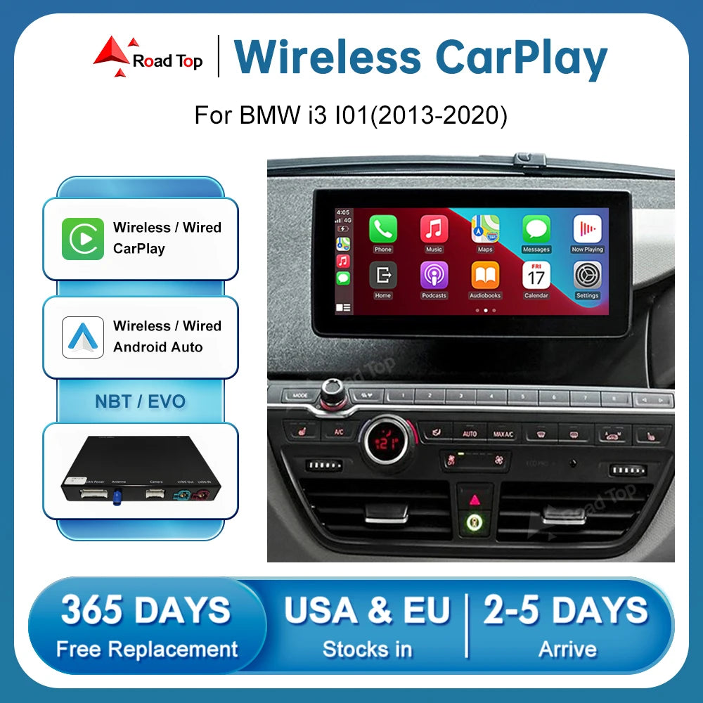 Road Top Wireless CarPlay for BMW i3 I01 NBT/EVO System 2013-2020, with Android Auto Mirro | AUTOKITSHOP