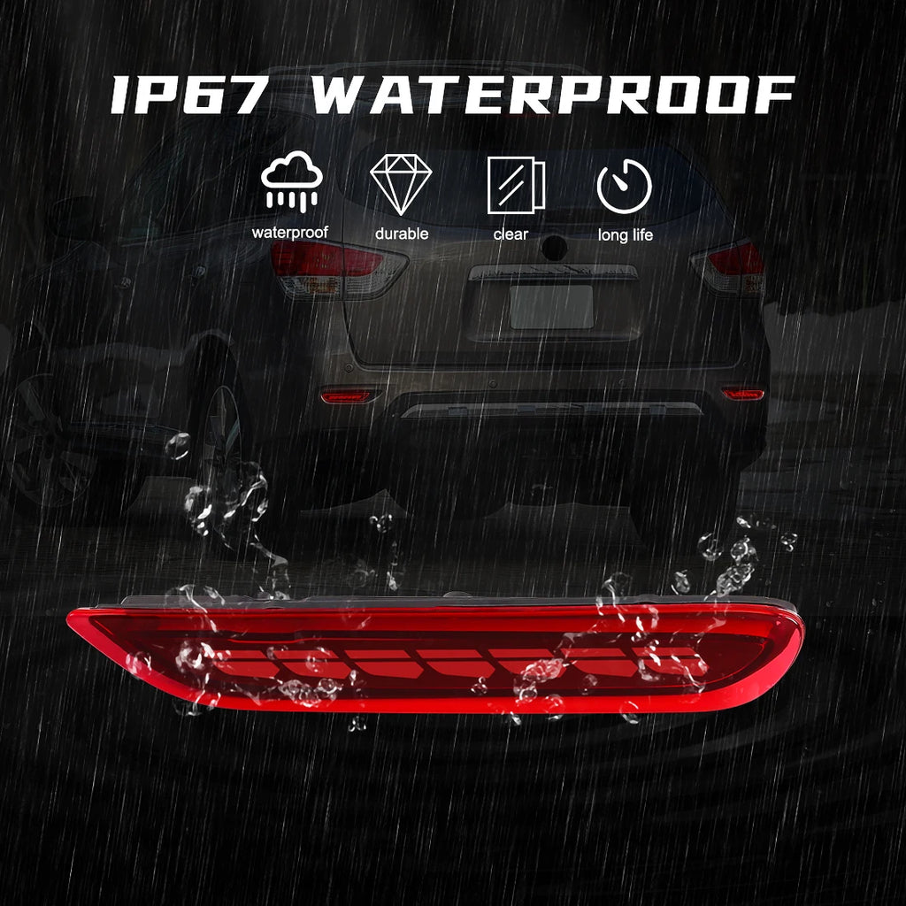 LED Rear Bumper Reflector Lights For Nissan X-trail T32 Rogue Qashqai J11 Leaf Pathfinder  | AUTOKITSHOP