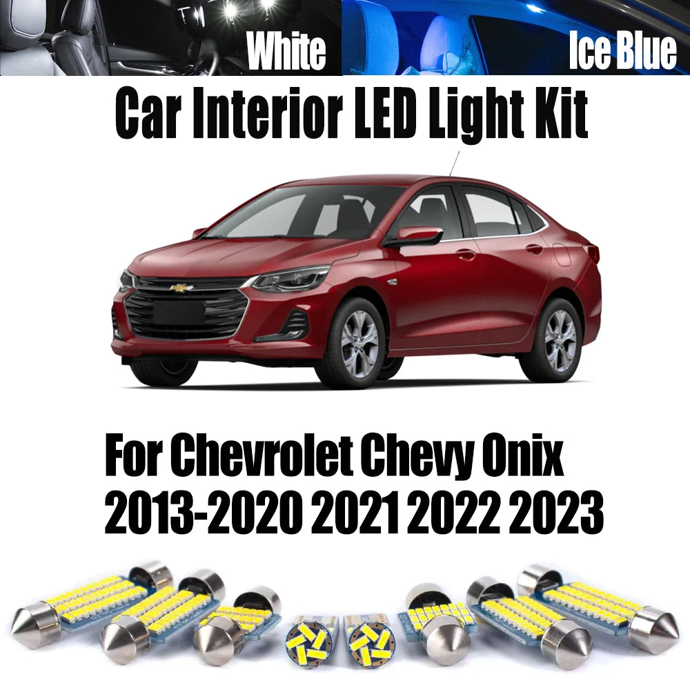9-Piece LED Interior Light Kit for Chevrolet Chevy Onix 2013- 2021 - Canbus Dome Map Door Trunk Bulbs | AUTOKITSHOP