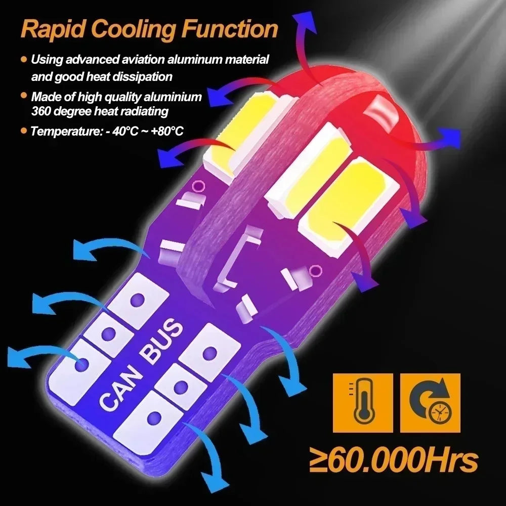 NEW 20PCS W5W T10 LED Bulbs Canbus 5730 8SMD 12V 6000K 194 168 LED Car Interior Map Dome Lights Parking Light Auto Signal Lamp