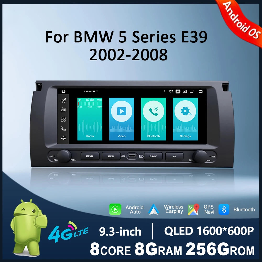 Wireless CarPlay Android OS Car Radio for BMW 5 Series E39 2002-2008 Touch Display Multime