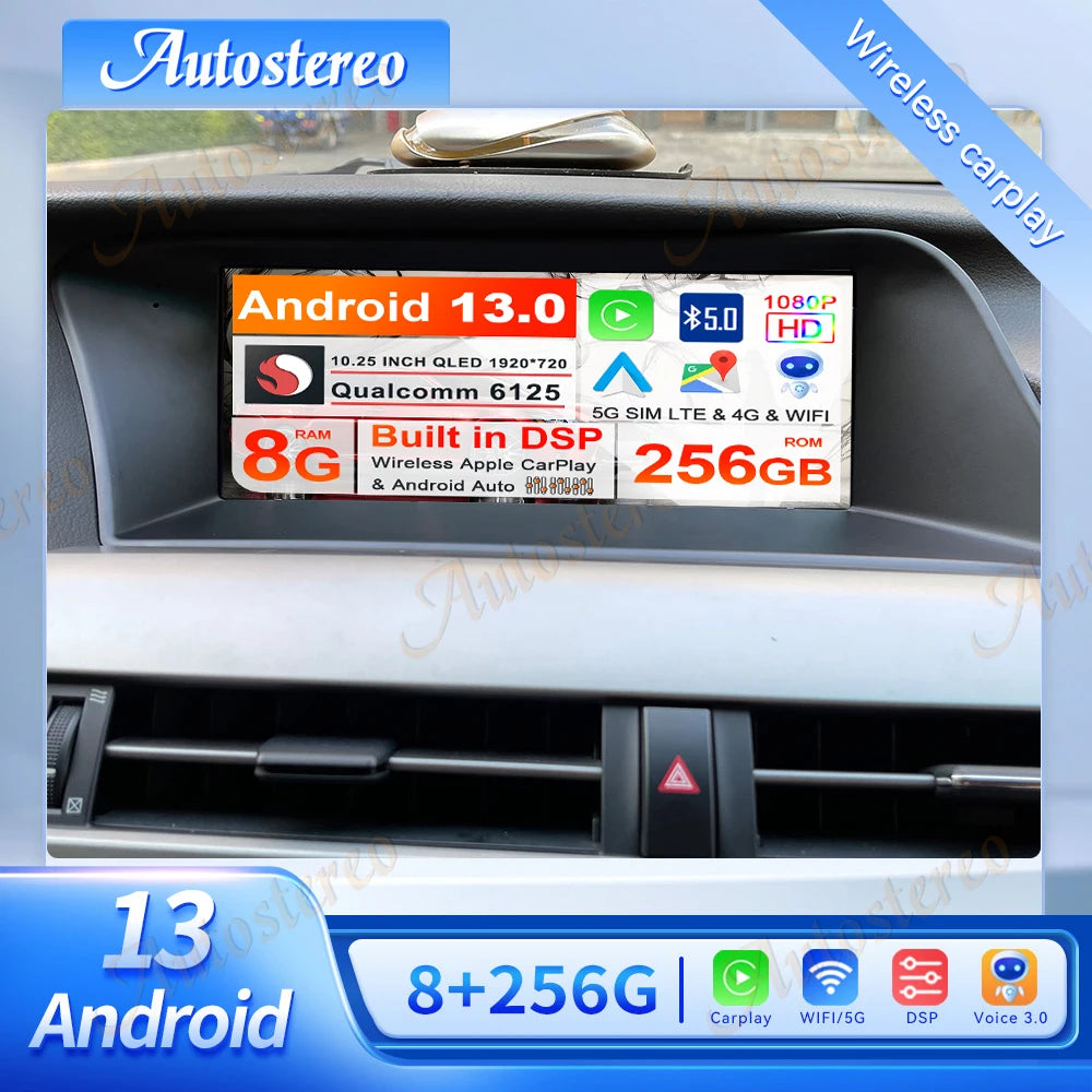 Dual System 10.25 Carplay Android 13 For Lexus RX350 RX400 Car GPS Navigation Auto Stereo