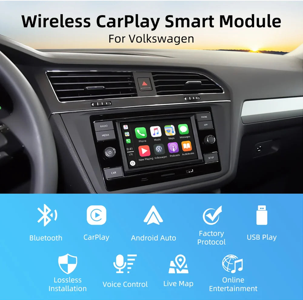 Wireless Carplay Android Auto Module For VW Volkswagen Skoda Octavia A5 Golf 7 Polo Passat | AUTOKITSHOP