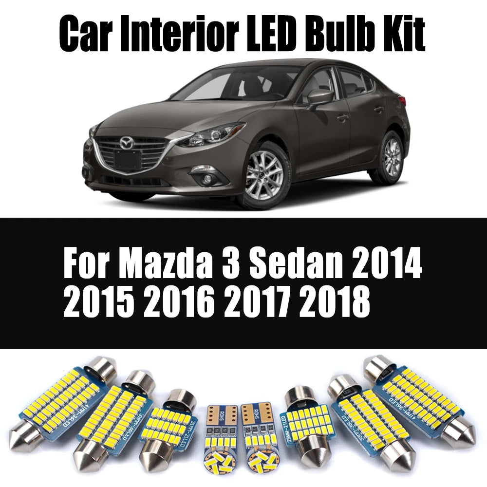 8-Piece LED Interior Light Kit for Mazda 3 Sedan - Canbus Error-Free Bulbs | AUTOKITSHOP